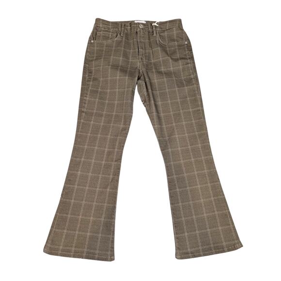 Frame Le Crop Mini Boot Cut Mid-Rise Jeans Skyblue Plaid and Khaki Size 29 - Picture 2 of 11
